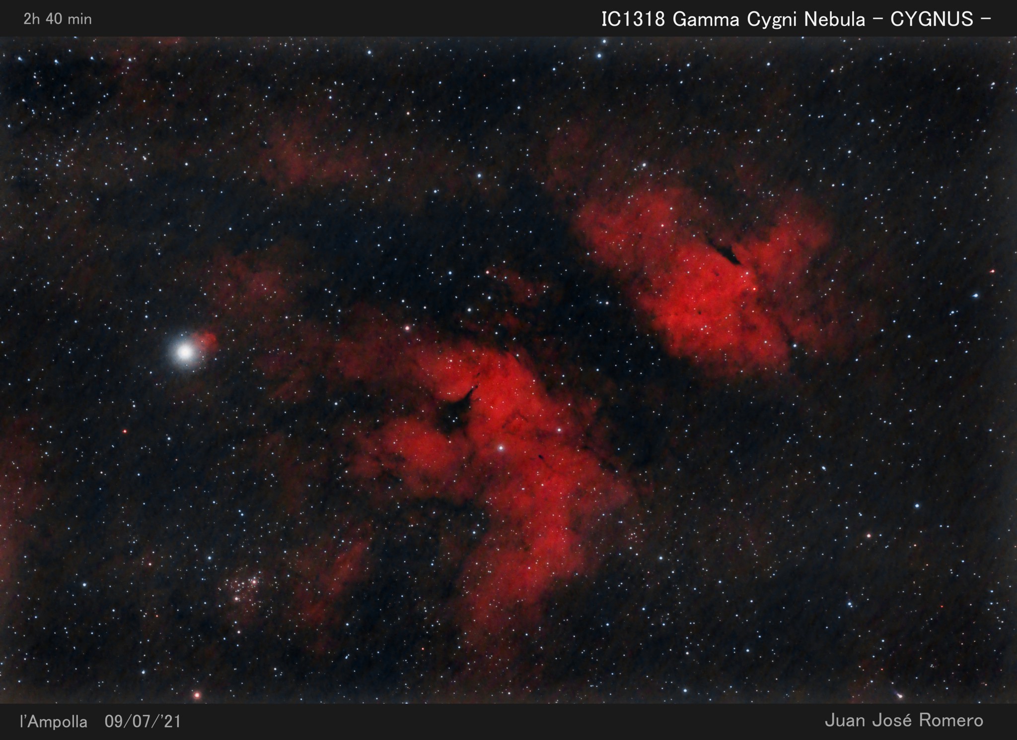 Fotografia astronòmica de IC 1318 – Nebulosa Gamma Cygni