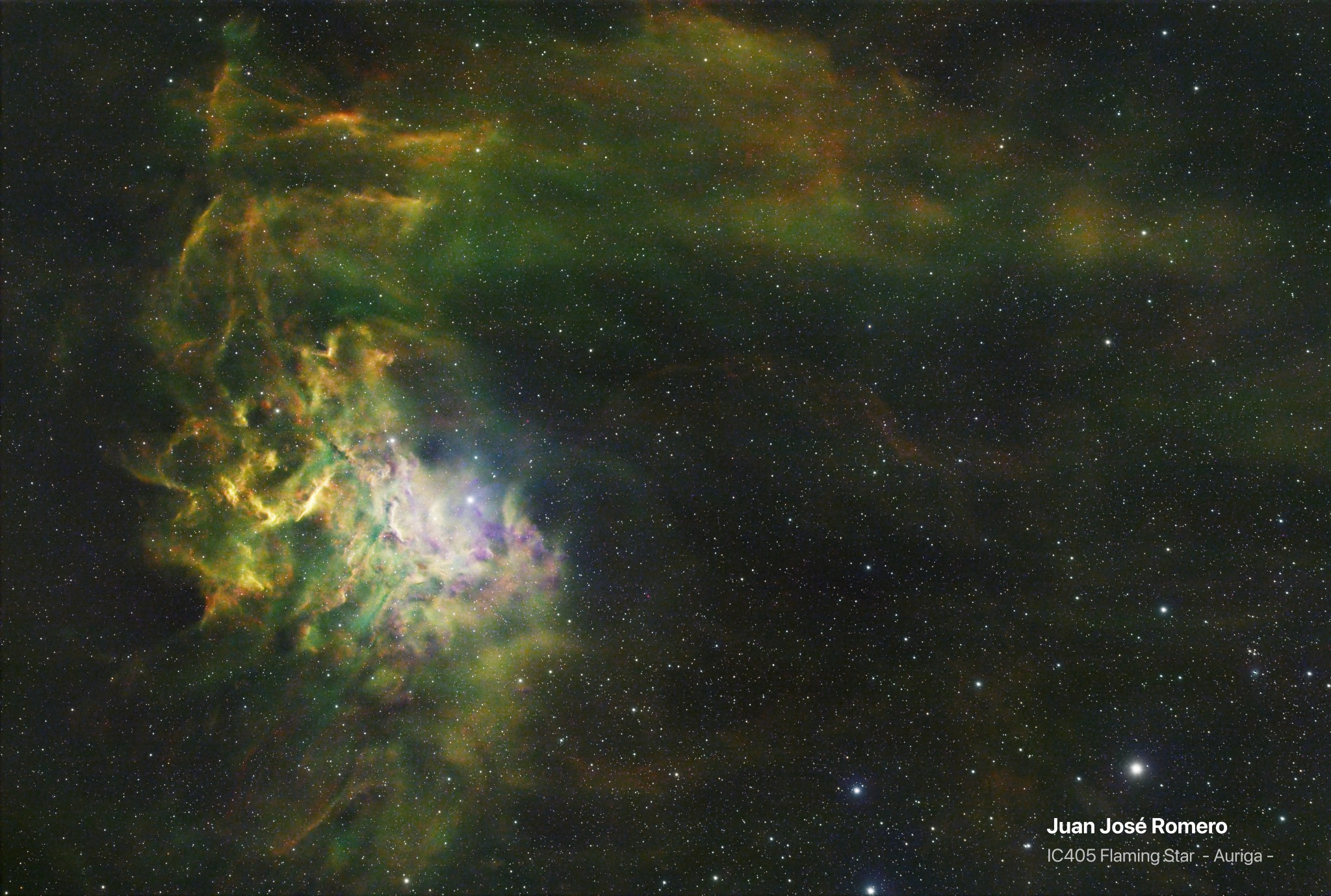 Fotografia astronòmica de IC405 – Nebulosa de l'Estrella Flamejant