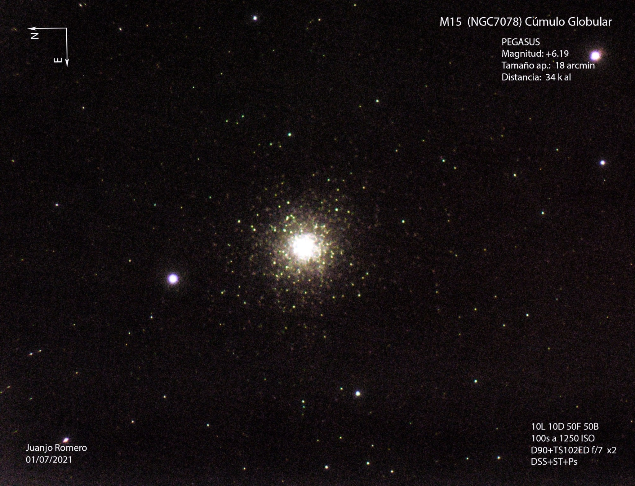 Fotografia astronòmica de M15 – Cúmul Globular de Pegàs