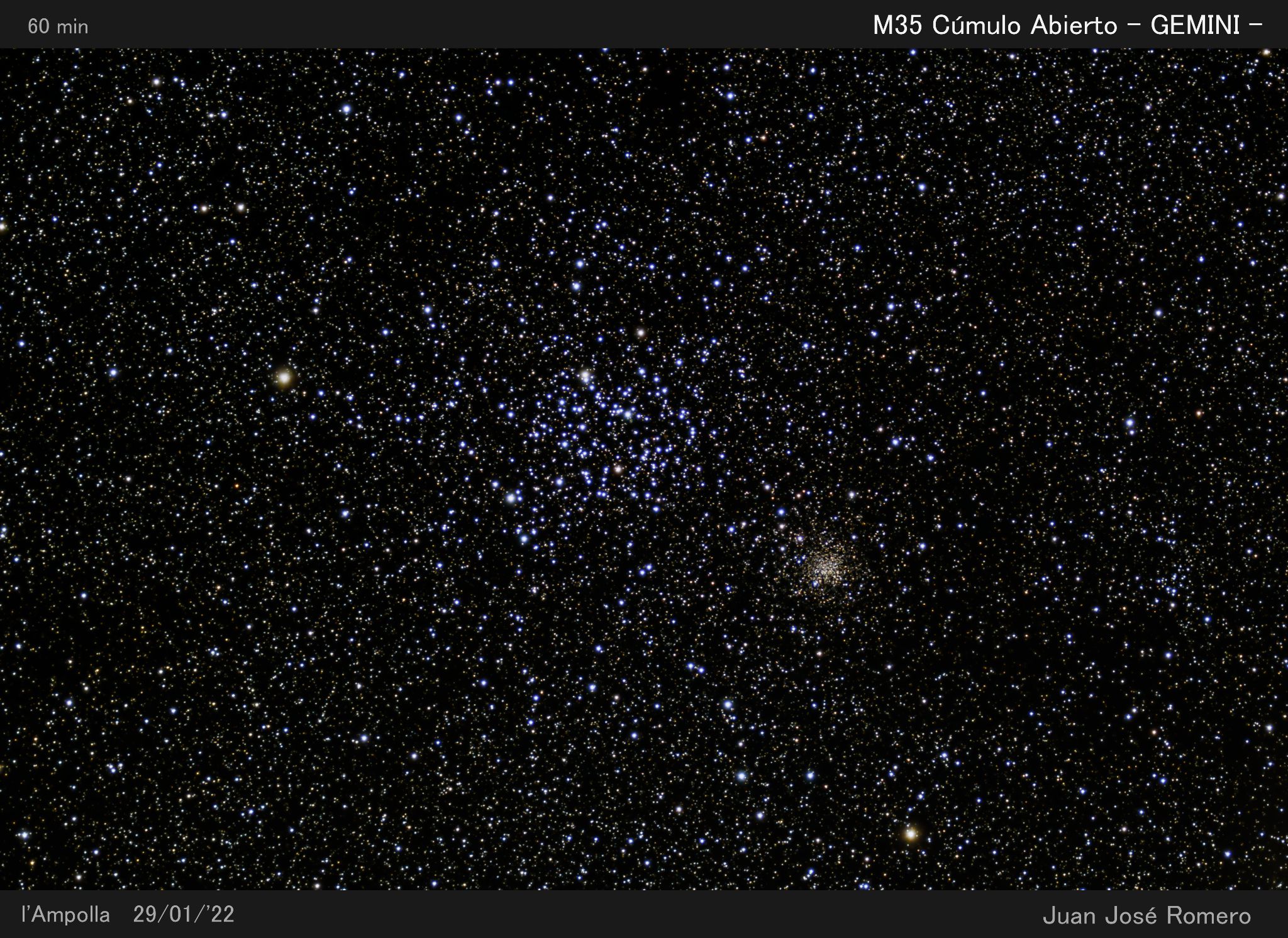 Fotografia astronòmica de M35 (NGC2168), cúmul estel·lar obert