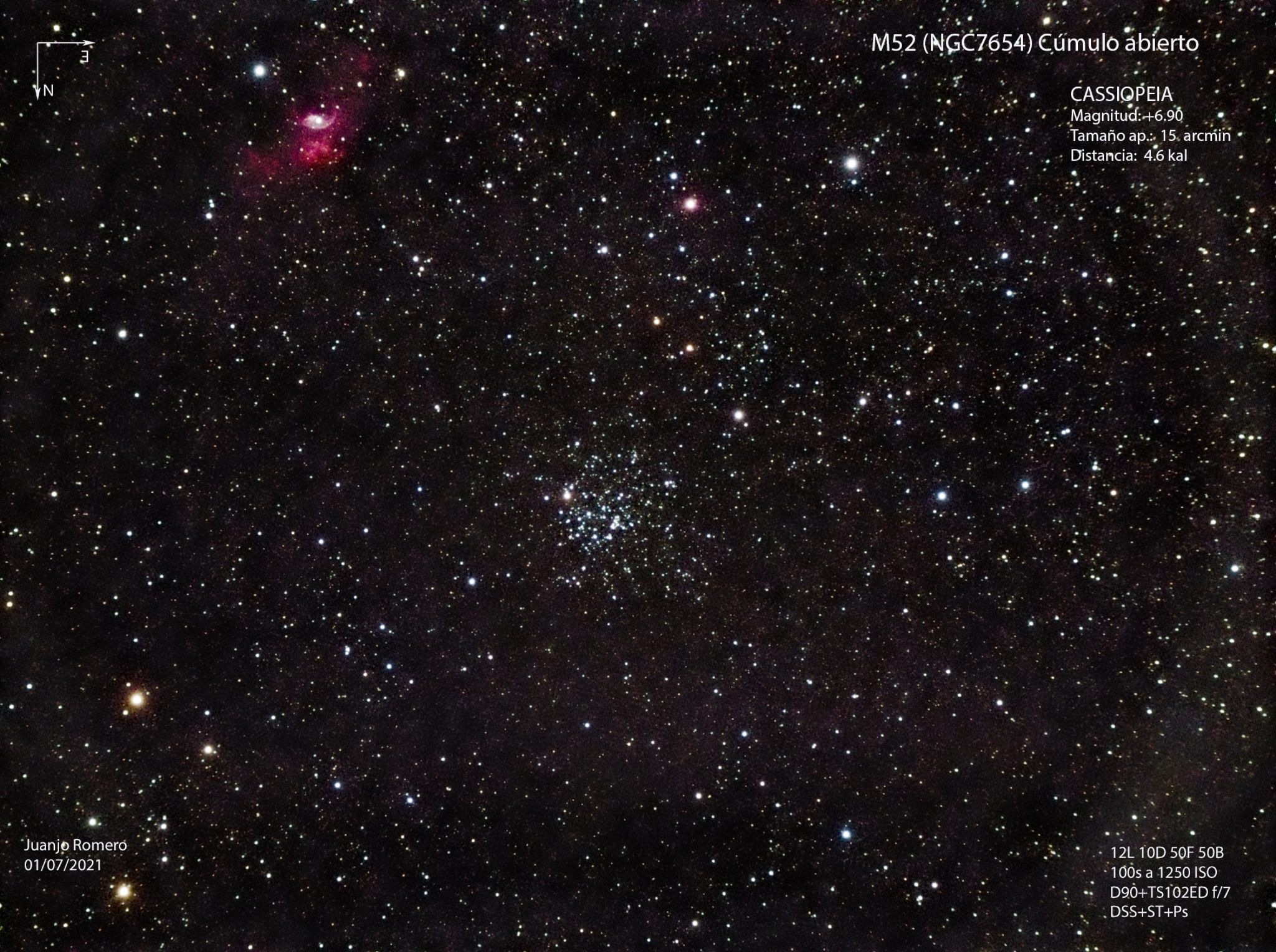 Fotografia astronòmica de M52, Cúmul obert