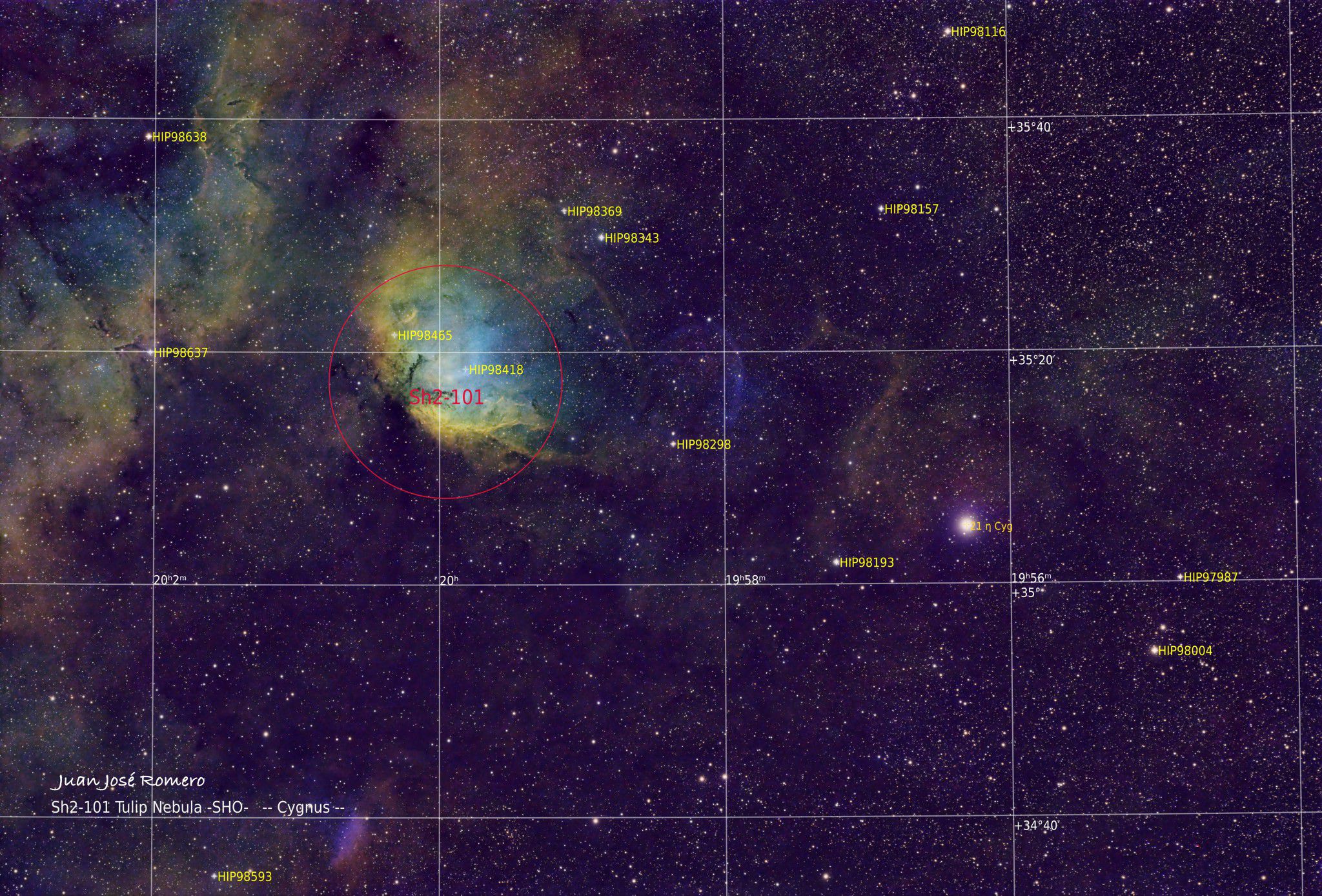 Objectes identificats: Sh2-101 – Nebulosa del Tulipà